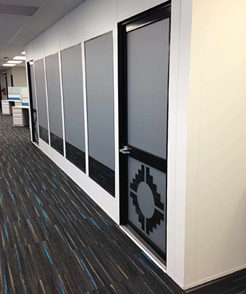 Aztec interior office partition black trim